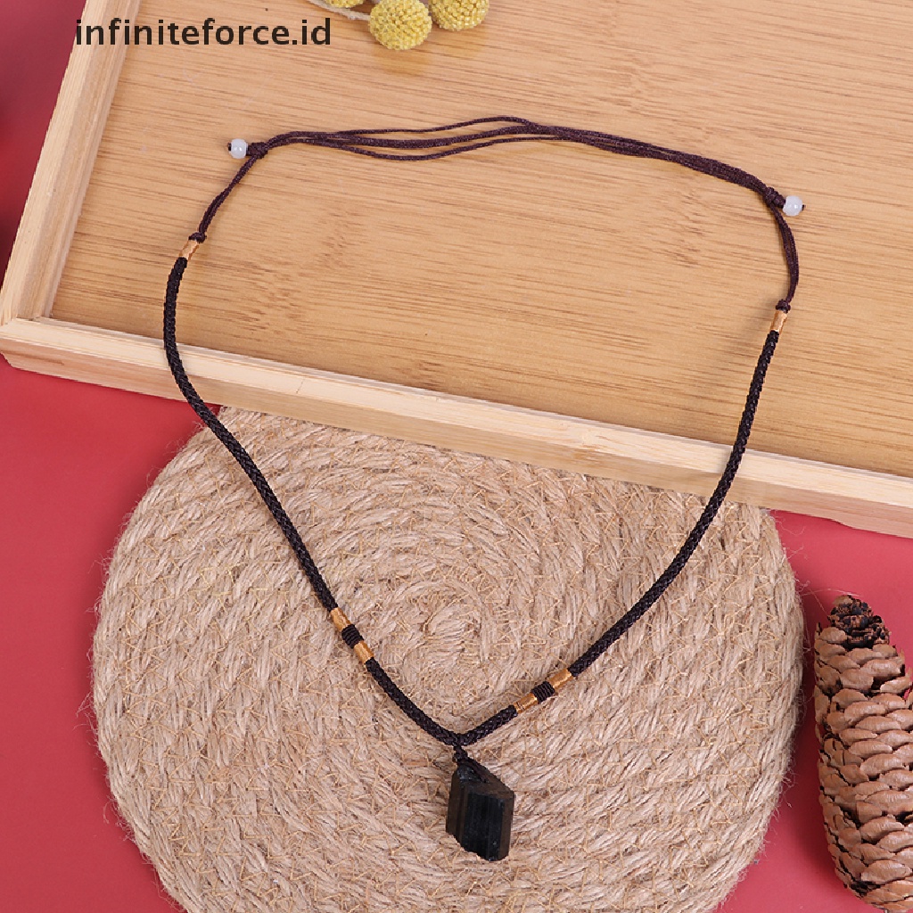 Kalung Liontin Batu Kristal Tourmaline Warna Hitam