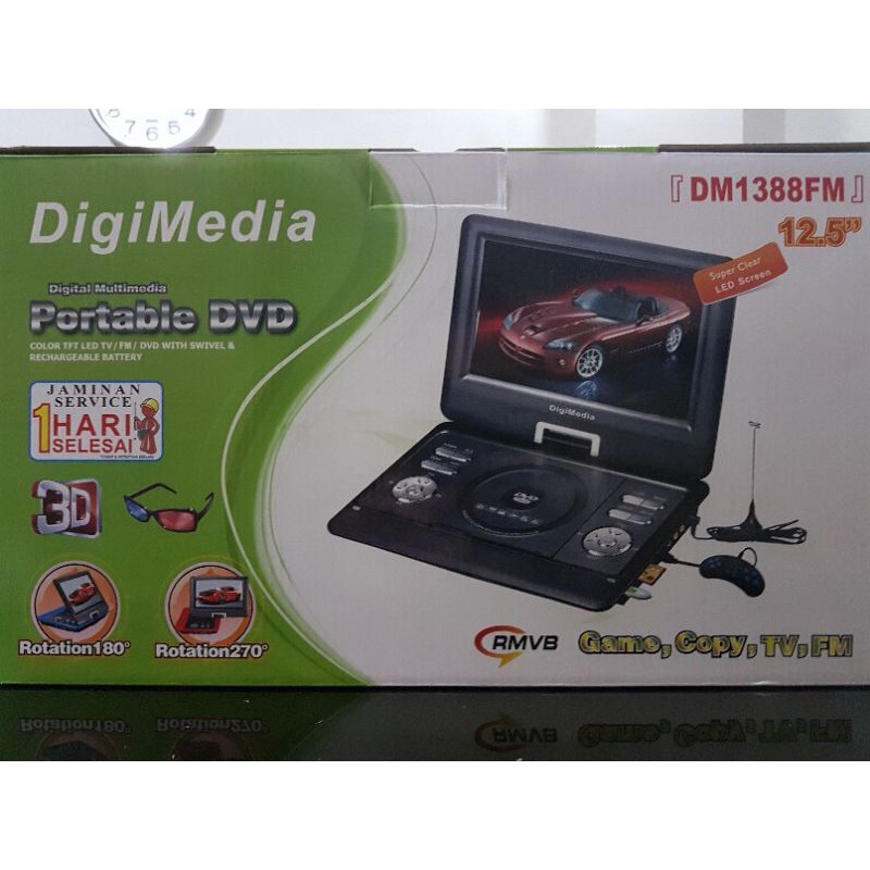 DigiMedia DVD Portable with TV Tuner DM1388FM
