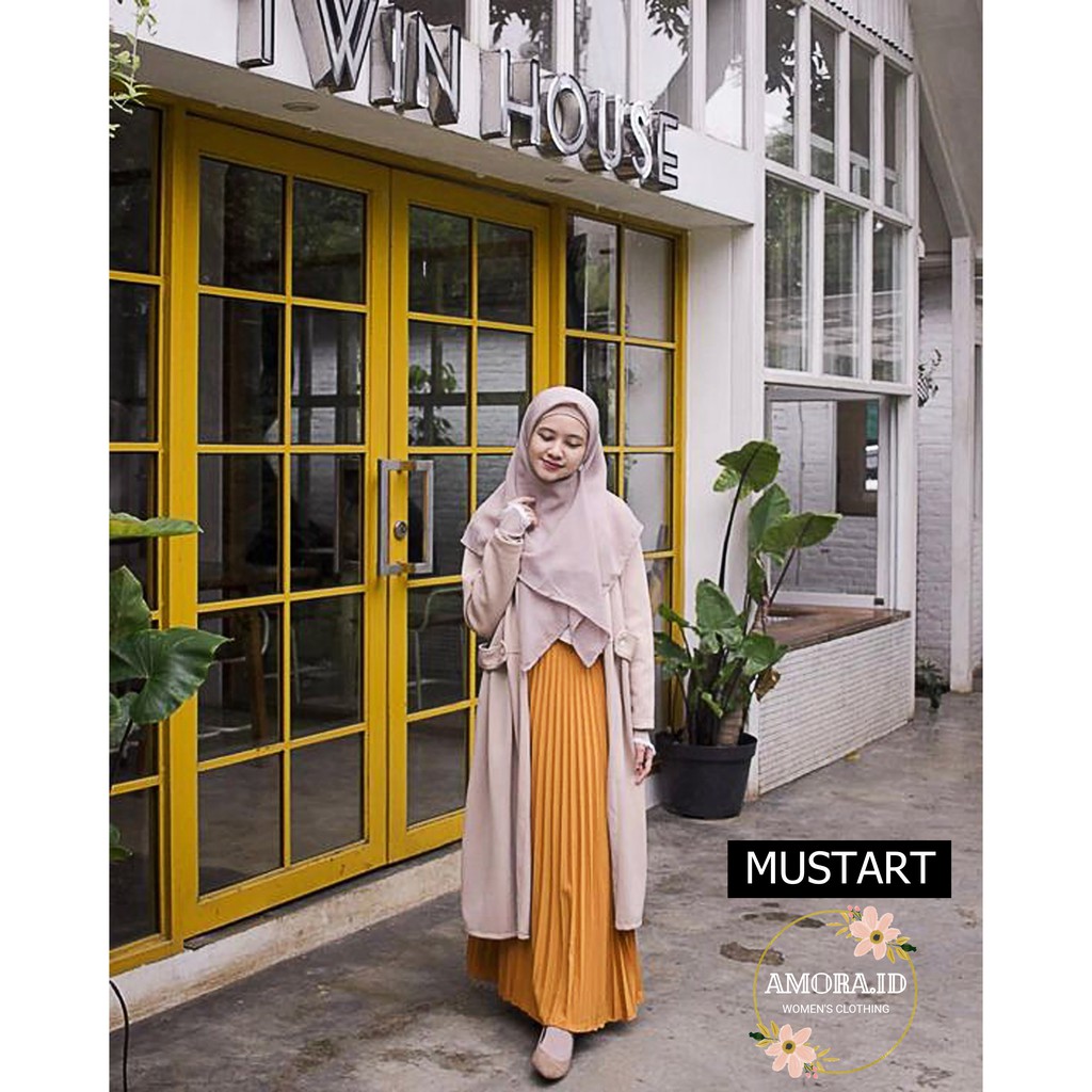 AMORA - ROK PLISKET PANJANG PREMIUM Model Mayung Tebal Pleated Maxi Skirt Fit S-XXL