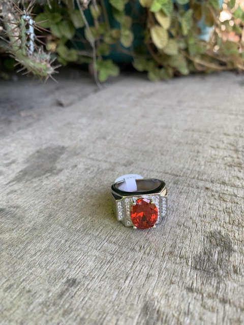 Cincin Pria Perak Batu Akik Safir Biru Rubi Merah Mewah Minimalis Kantoran High Quality