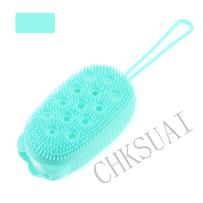 Spons / Brush Flexible Bahan Silikon Dengan Holder Sabun Untuk Mandi