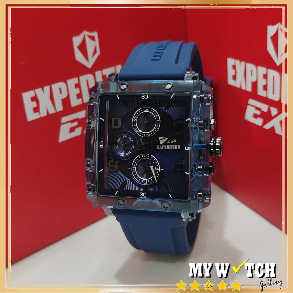 Jam Tangan Expedition Original UNISEX E 6808 BF Blue Black Diameter 3,9 cm
