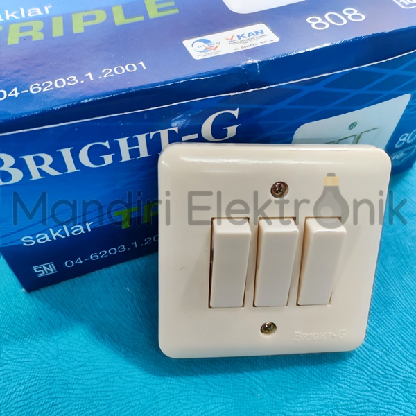 IB Saklar Triple BRIGHT-G 808 - IB Saklar Tiga BRIGHT G 808