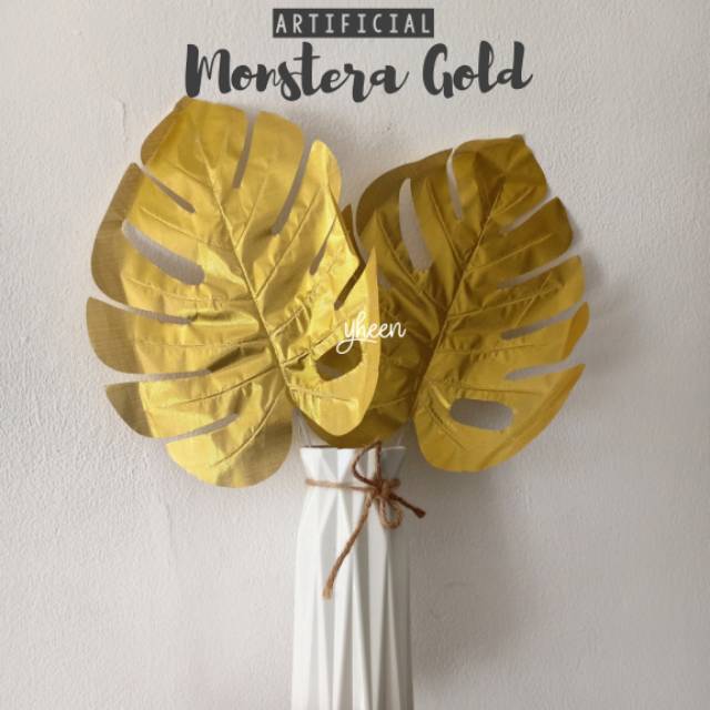 Artificial Monstera Gold / daun monstera gold