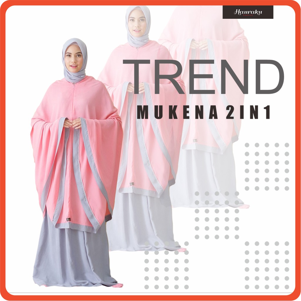 Mukena 2 In 1 Hauraku Dewasa Mukena Traveling Ponco Resleting