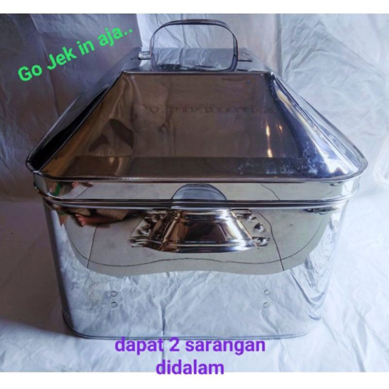 Langseng Persegi Stainless Ukuran 40 cm Langseng Klakat