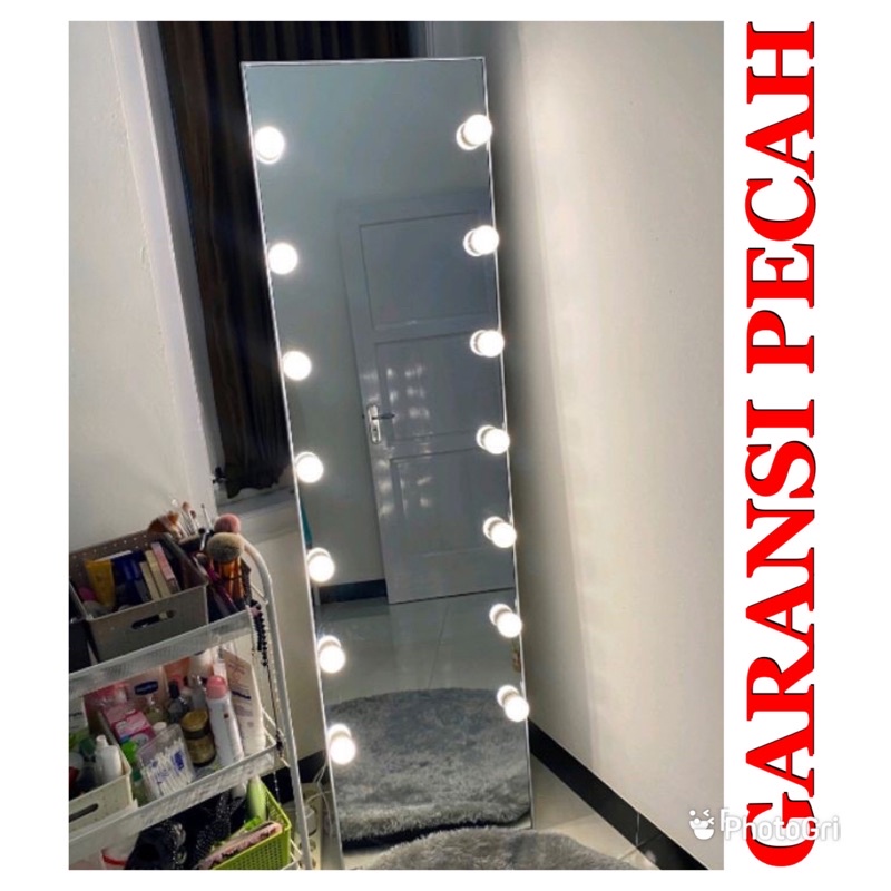 TERMURAH!! kaca cermin standing / gantung framless 150*40cm +lampu vanity miror 10 lampu dan 14 lampu BACA DESKRIPSI