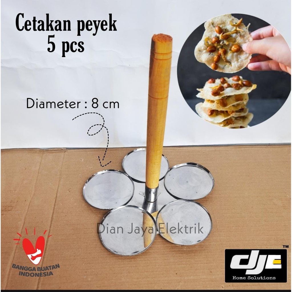 CETAKAN PEYEK BULAT  5 PCS GAGANG KAYU 5CM 8CM