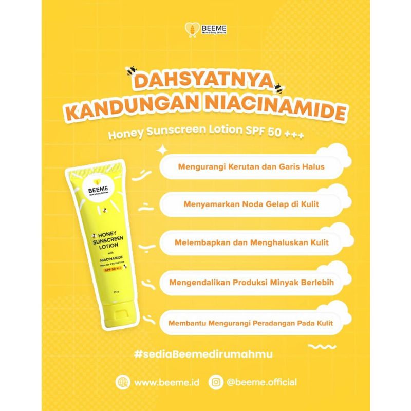 Beeme Honey Sunscreen Lotion with Niacinamide SPF 50+++/Sunscreen IBU DAN ANAK  20gr