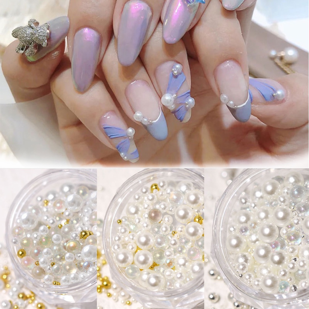 Mxbeauty 1 Kotak Manik-Manik Kristal Berlian Imitasi 3d Multiwarna Dekorasi Nail Art / Manicure