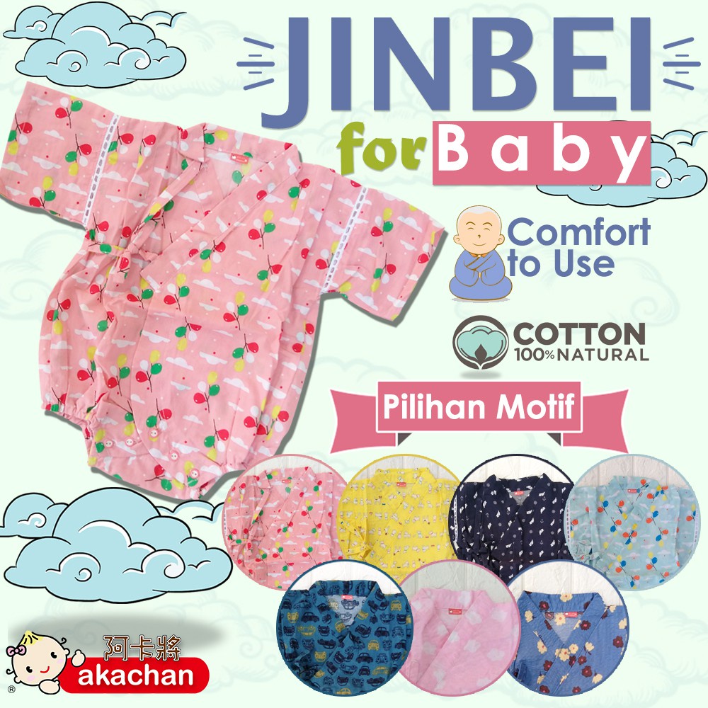 Baby Jinbei 6-18 M JINBEI BOY GIRL jinbeI jinbey kimono musim panas anak jepang setelan all