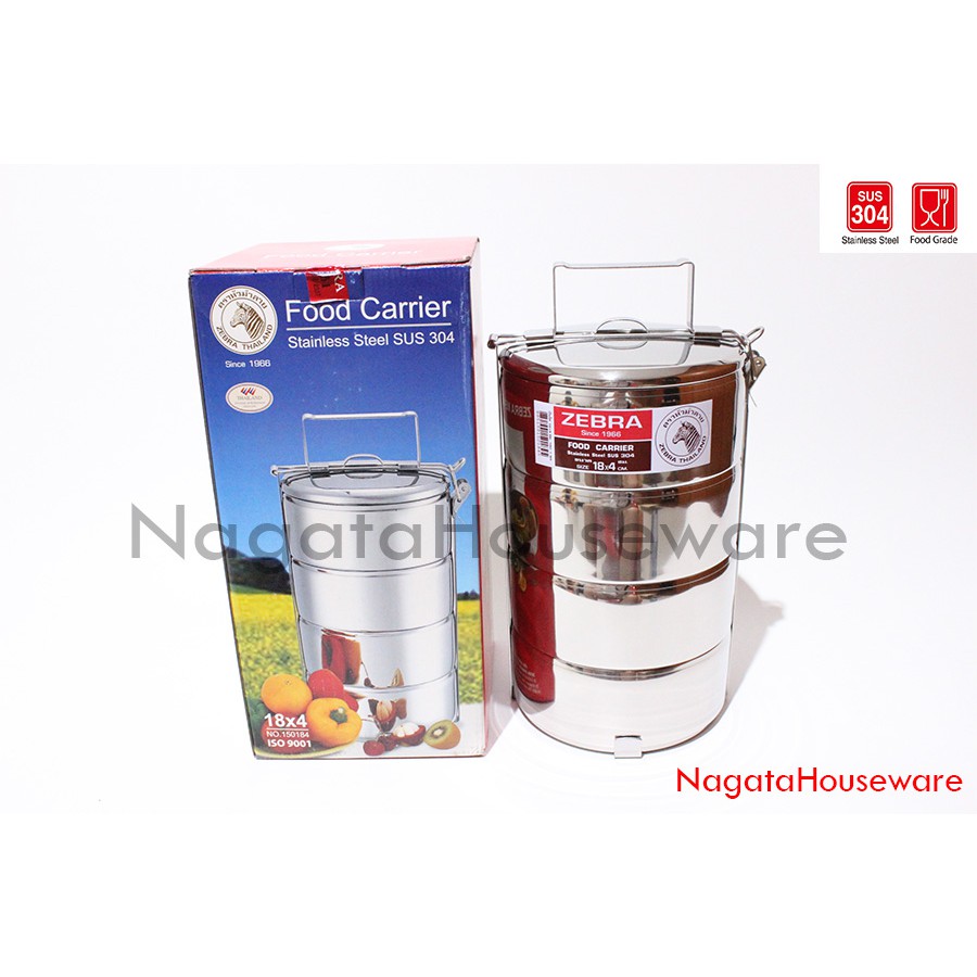 Rantang Susun 4 Stainless / Rantang Zebra Stainless / Rantang Bekal / 4 Tier Food Carrier Zebra 18cm