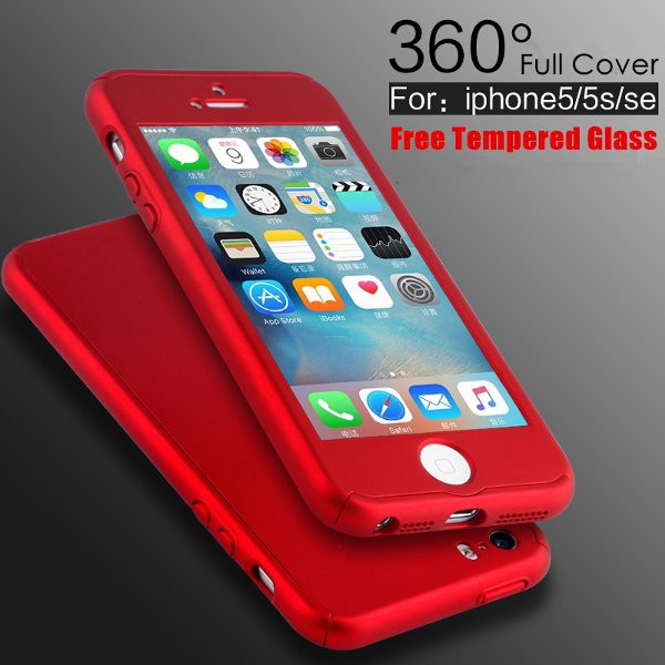 Hardcase Case 360 Iphone 5 iphone 5s iphone 6s dan iphone 6 Plus Casing Free Tempered Glass