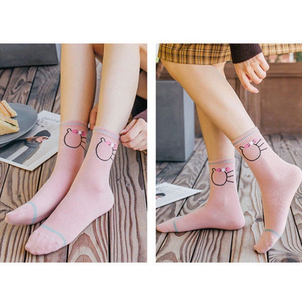 Kaos Kaki Fashion Wanita Motif Kartun / Kaos Kaki Panjang Import Cute Bahan Katun / TS-86