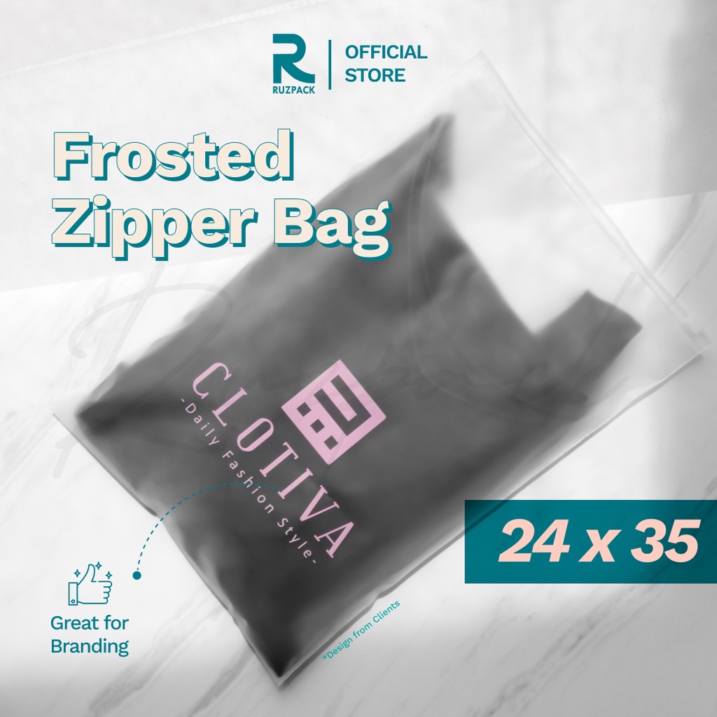 [24 x 35CM] Zipper Bag Frosted Pouch Mika Kantong Plastik Baju Travel Matte Polos Portable Zip Lock