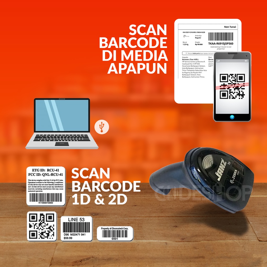 Janz DS1001 Scanner Barcode 2D QR Code DS-1001