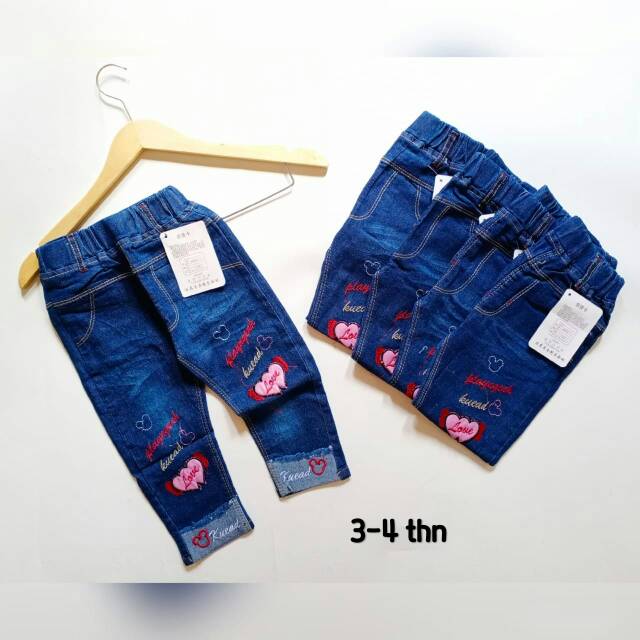 CELANA JEANS ANAK PEREMPUAN BORDIR MURAH SIZE 1-6 TAHUN TAHUN ini