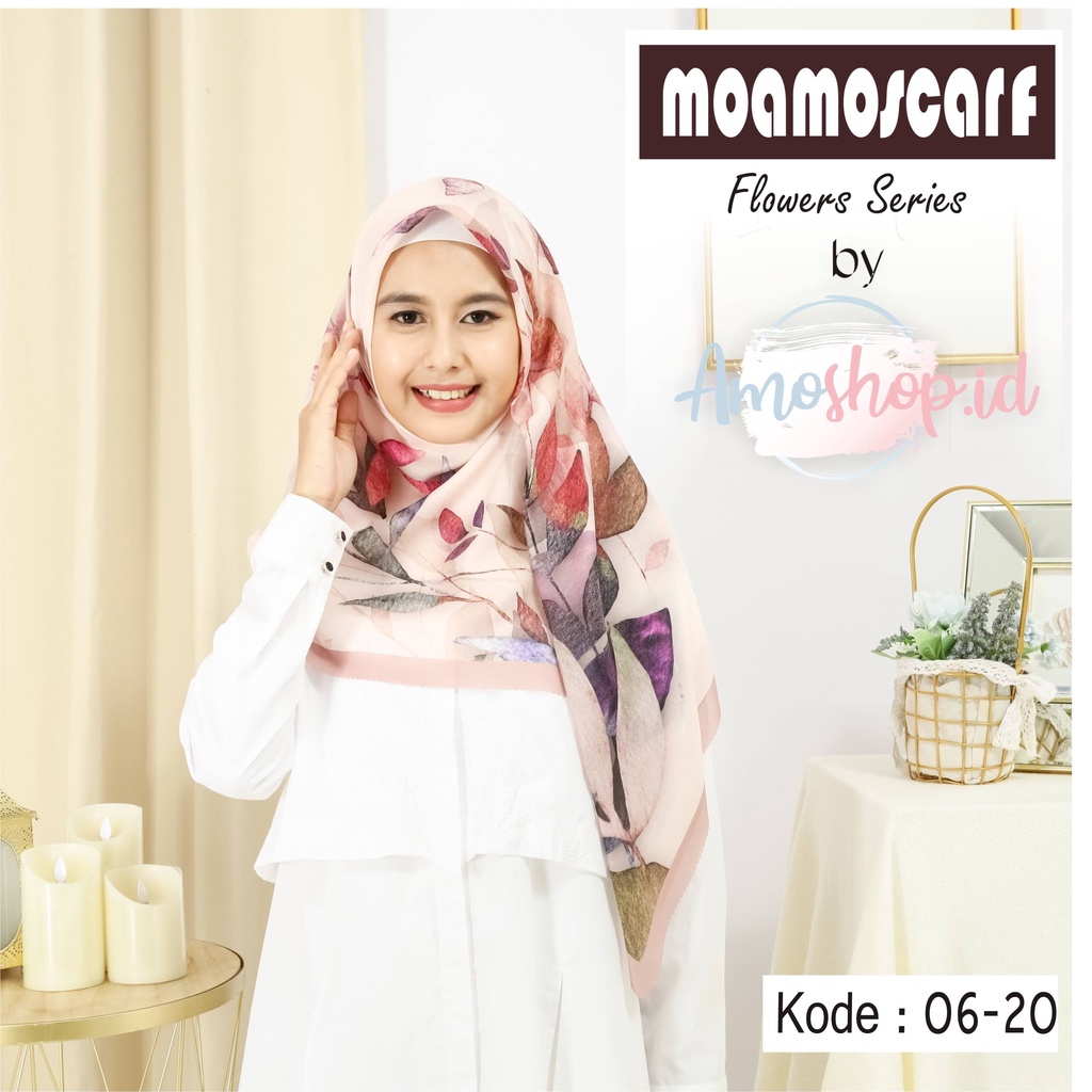 Hijab Segi Empat Jilbab Kerudung Motif Murah Voal Lasercut Scarf Flower Series