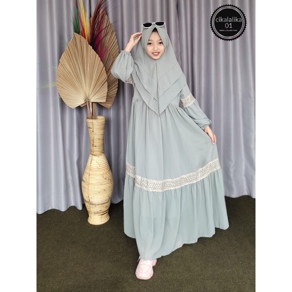 Set gamis anak ceruty RENDA full furing