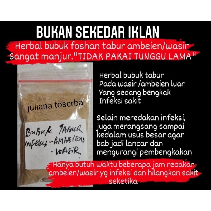 

Ambeien / Wasir / Hemorrhoid Herbal Legendaris Bubuk Tabur