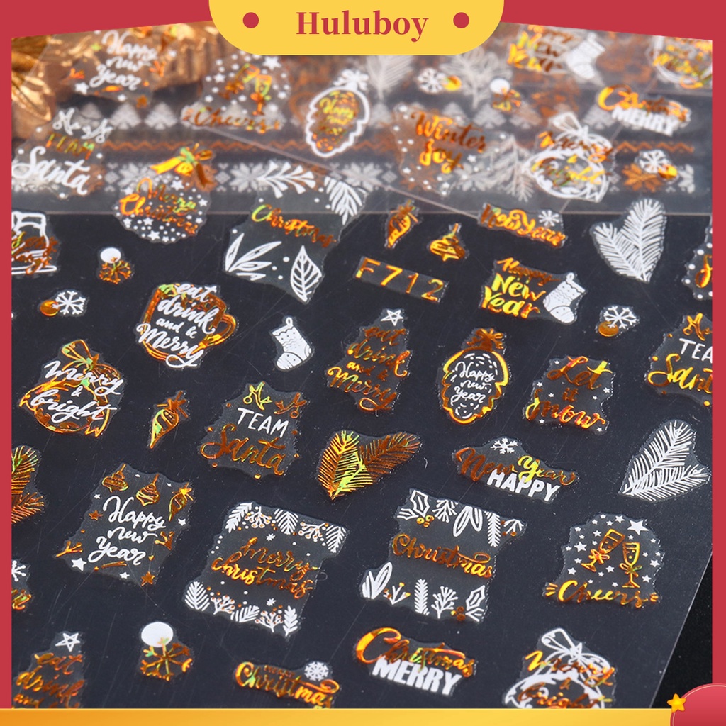 Huluboy Huluboy♡ Stiker Kuku Motif Snowflake Natal Untuk Dekorasi Nail Art