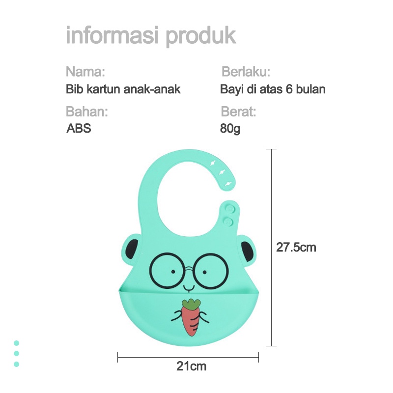 Baby Feeding Apron Full Silicone/Bayi silikon bib/Kartun bayi silikon bib/Celemek Bayi  L297
