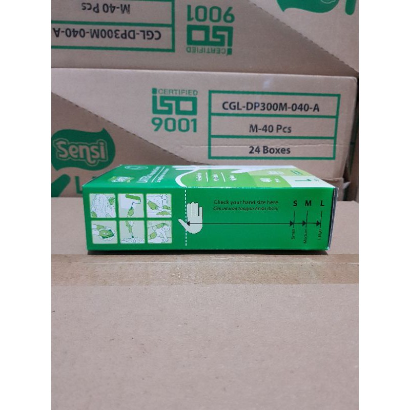 Sensi Latex Disposable Gloves isi 40pcs/Sarung Tangan Lateks Serbaguna