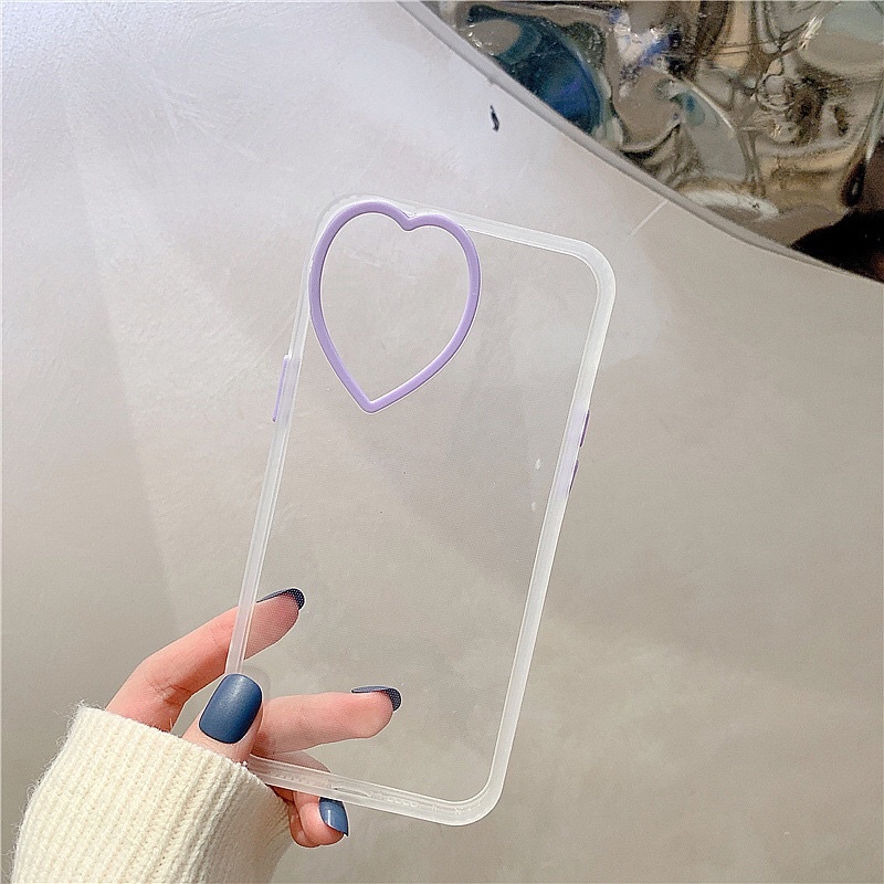 Transparan Lilac Heart Softcase Polos Bening iphone 7/8+ XS XS Max XR 11 Pro Max 12 Pro Max