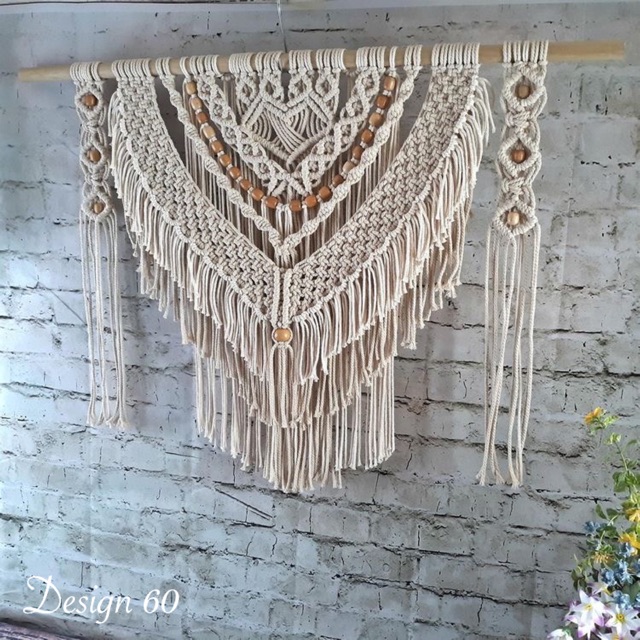 Hiasan dinding macrame rajut