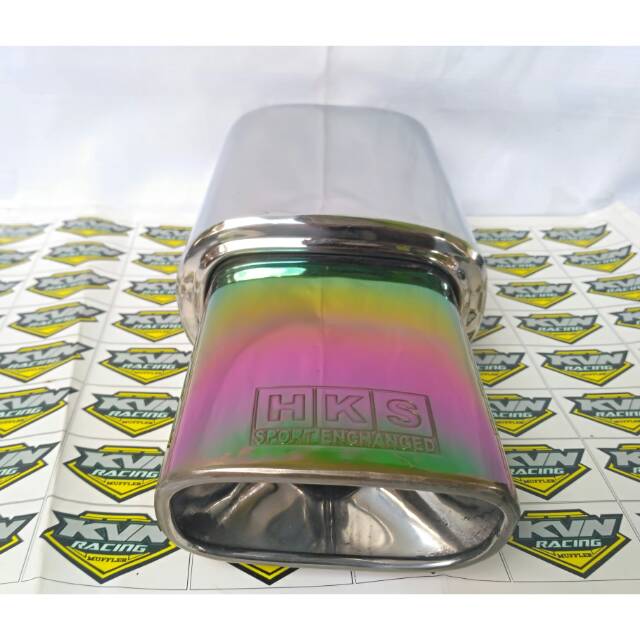 Knalpot mobil HKS pelangi gepeng kotak