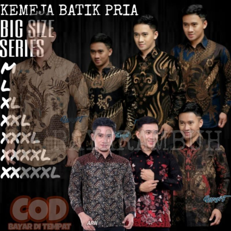 JUMBO!! KEMEJA BATIK PRIA BIG SIZE LENGAN PANJANG || SIZE M L XL XXL XXXL XXXXL XXXXXL