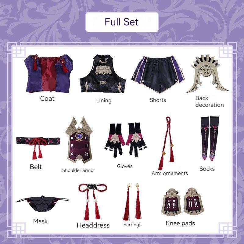 【Wetrose】 Genshin Impact Kuki Shinobu Shinobi Ninja Cosplay Costume Set