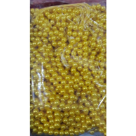 100 Gram Payet Mote Manik Mutiara Sintetis 10mm Bulat Besar Mutsin Berat Kwalitas Super KUNING TUA