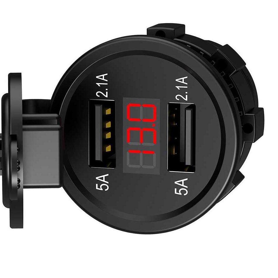 IDR7d7C--(BISA COD) Accnic USB Charger Motor 2 Port 4.2A with LED Display Voltmeter - Y451