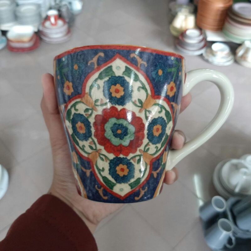 MAROKO MAROCCO MUG GELAS KERAMIK HIAS SANGO CANTIK MOTIF MAROCO VINTAGE KLASIK IDE KADO HADIAH
