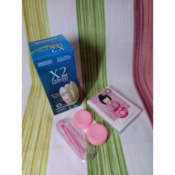 Paket Softlens Kawaii Normal by X2 14,5mm + Air Softlens X2 60ml + Lenscase + Pinset | Paket Softlens Kawaii Lengkap