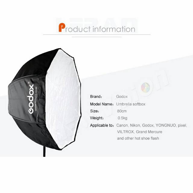 Godox Payung Softbox Reflektor Octagon 80cm untuk Flash Speedlight Perlengkapan Studio Foto