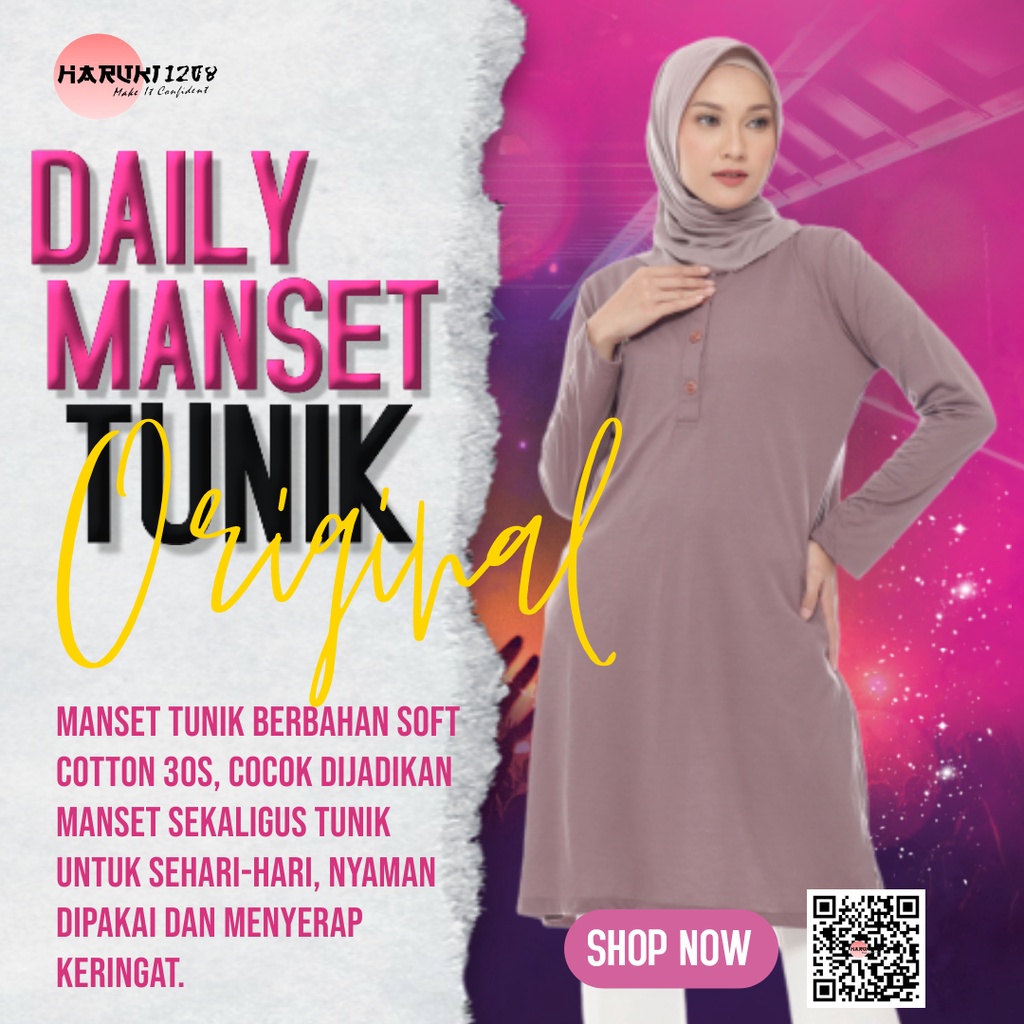 Baju Atasan Tunik Fashion Muslim Wanita Terbaru Premium Kekinian Original Daily Manset Tunik