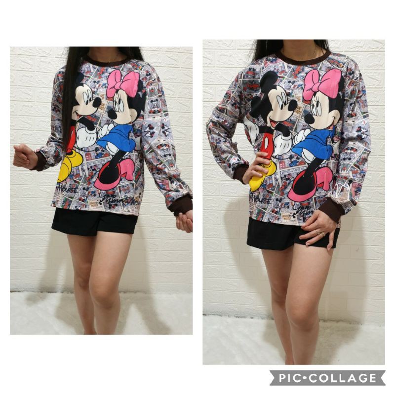 kaos lengan panjang wanita import/mickey minnie