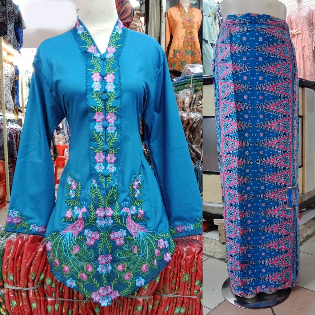 Jual Kebaya Encim Bordir Kombinasi Lengan Panjang Motif Terbaru Ukuran