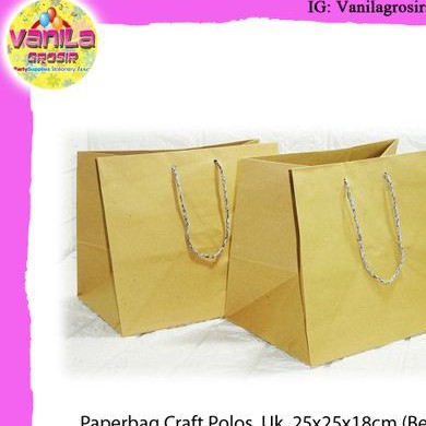 

(12 Pcs) PAPER BAG CRAFT POLOS UK 25X25X18CM, paper bag polos, tas souvenir