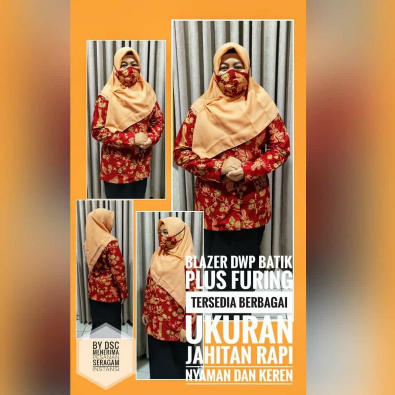Seragam Batik DWP murah furing non furing Dharmawanita Persatuan terlaris/ Blazer Dwp free masker