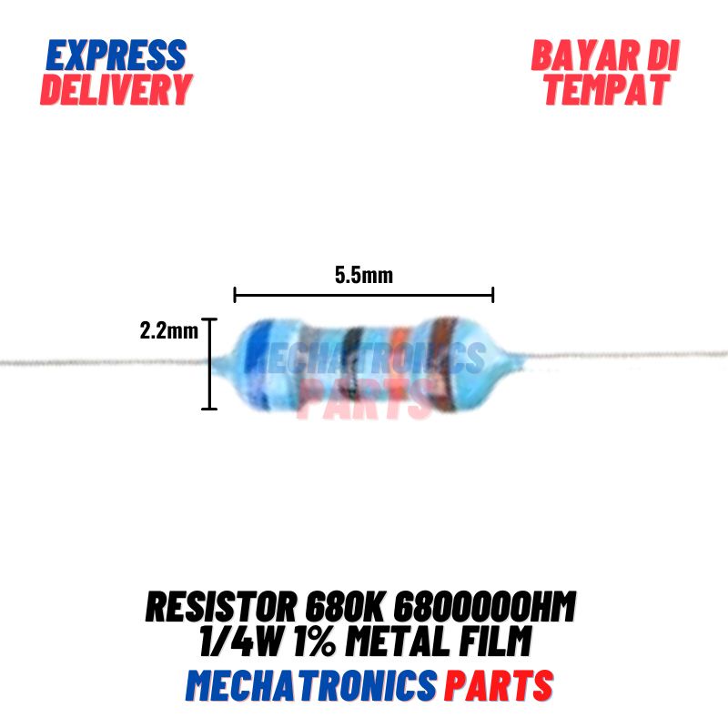 [PAS-0041] 10X RESISTOR 680K 680000OHM 1/4W 1% METAL FILM
