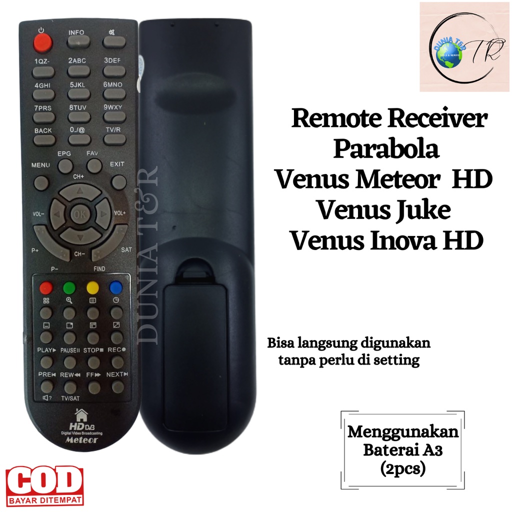 Remot / Remote Receiver Parabola Inova Venus Meteor MPEG4 Digital receiver tanpa setting