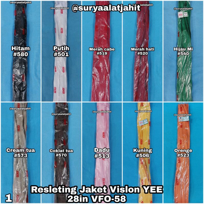 Resleting jaket YEE 28in/70cm VFO-58 tdk bulak balik, bisa kunci