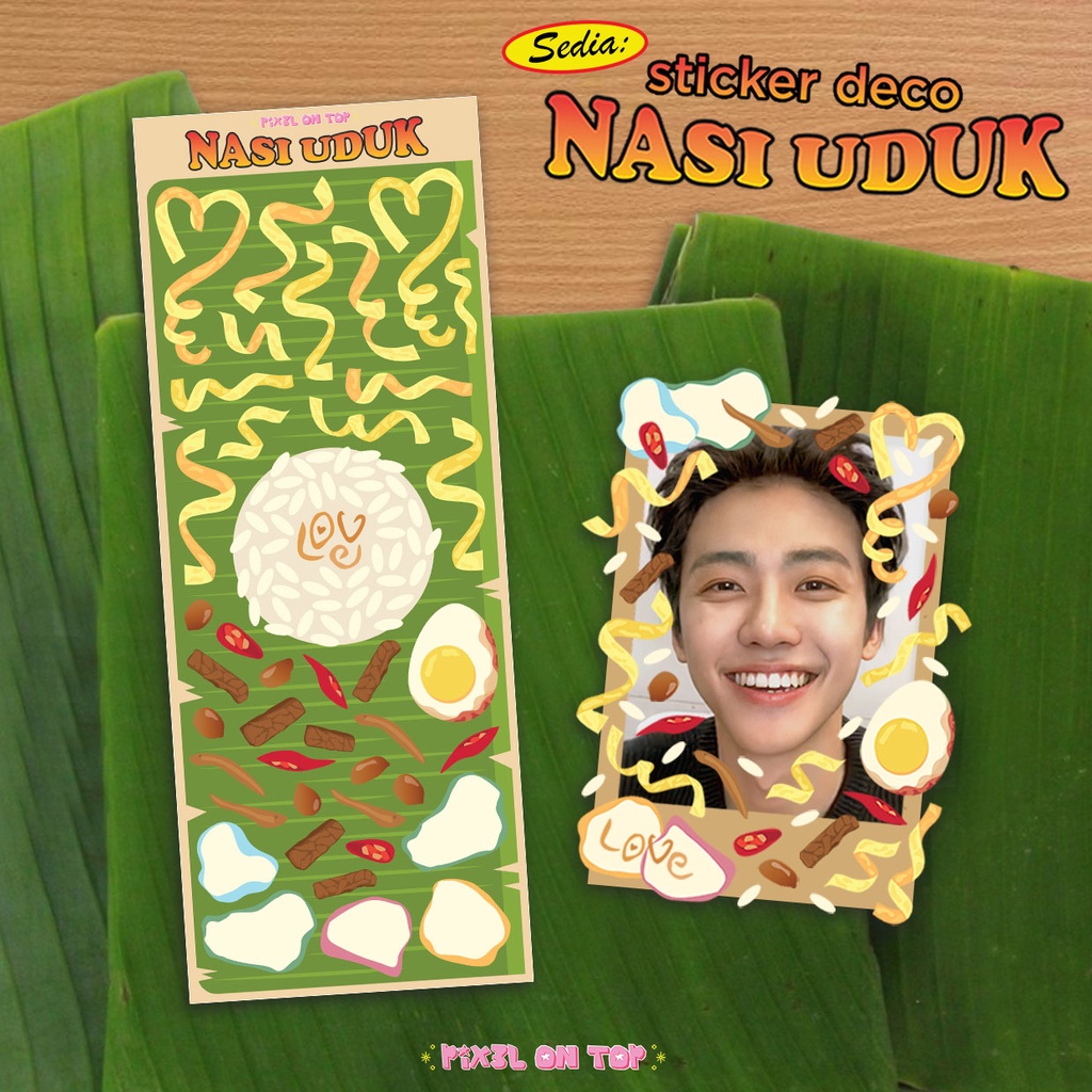 

'Nasi Uduk' Sticker Deco by PIX3L ON TOP | Confetti Ribbon Aesthetic untuk Toploader Jurnal Photocard Polco KPOP Kiss Cut Set Vinyl