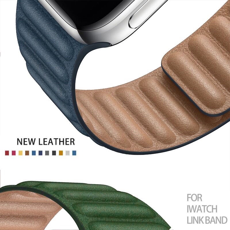 Leather Link Strap Magnetic Loop Strap Apple Watch  IWO HW 38 40 42 44 41 45mm Tali Kulit Premium iWatch Series 1 2 3 4 5 6 SE 7