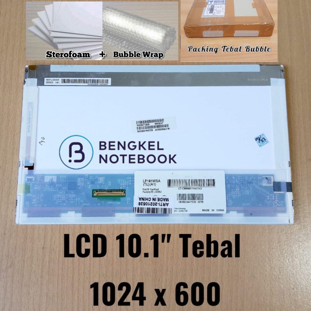 LCD LED 10.1&quot; WXGA Tebal 40Pin Toshiba Mini NB205 NB520 NB305 NB505 No Kuping Resolusi 1024X600