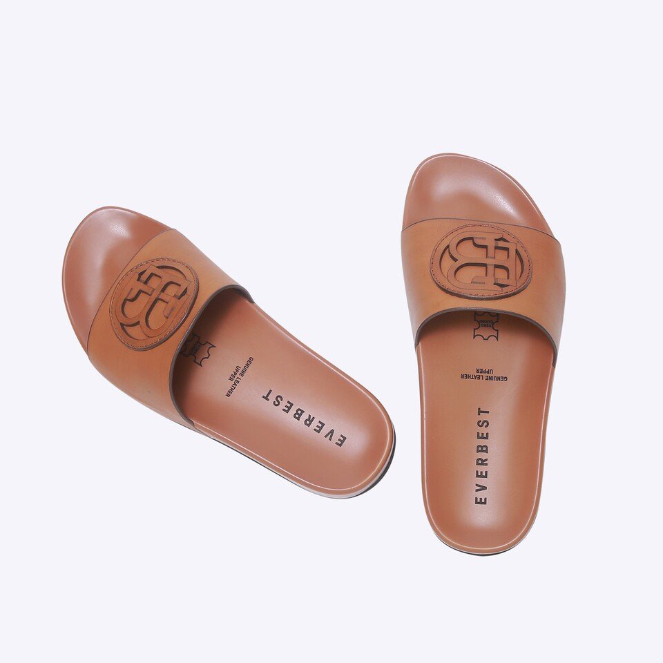 EM46 SANDAL SLIDE EVERBEST PRIA ORIGINAL CASUAL KULIT BRANDED COKLAT