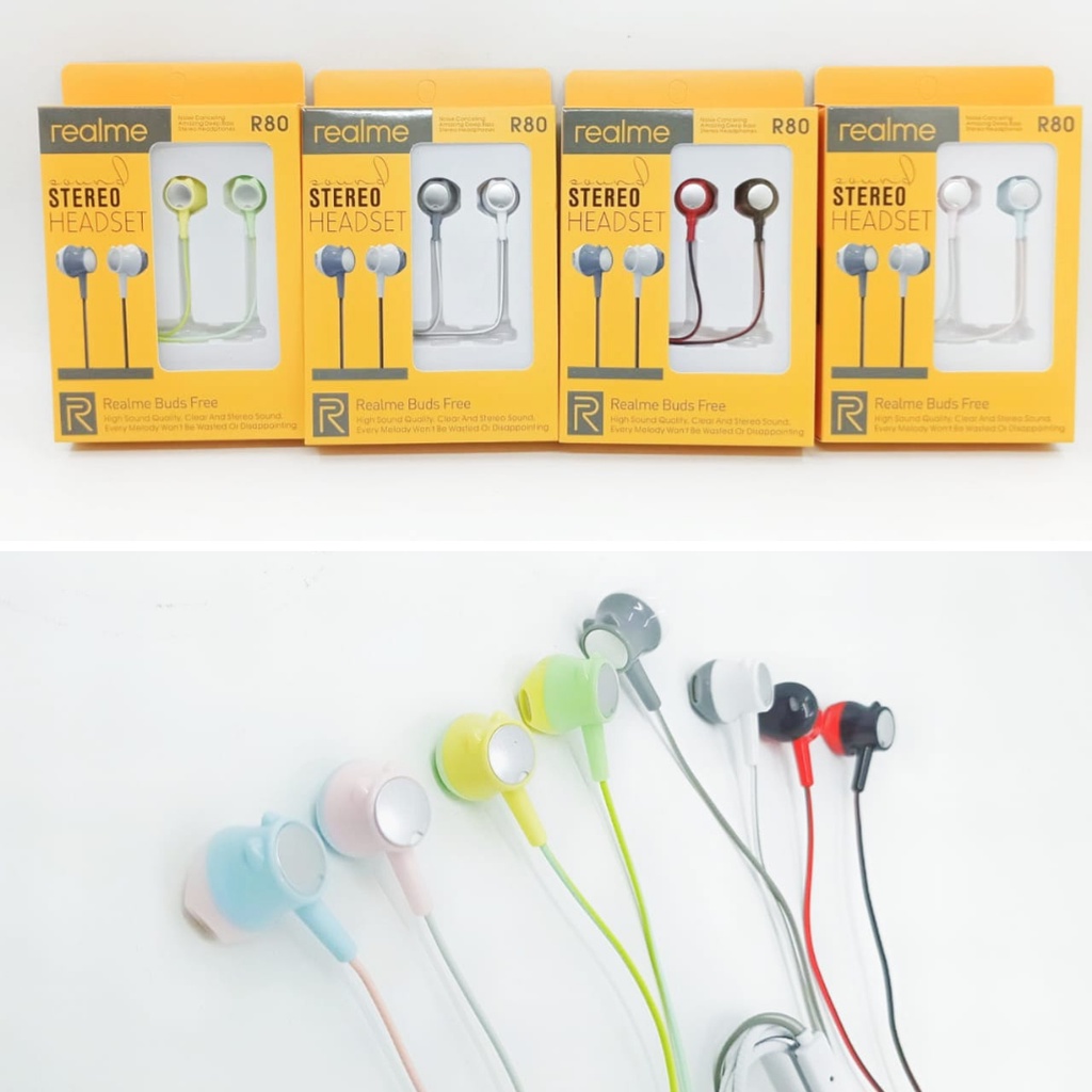 Headset Realme SK-R80 Stereo Earphone Handsfree Super Bass